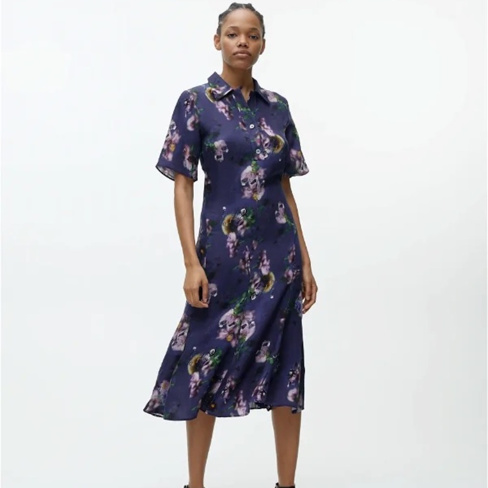 Arket Purple Floral Midi Dress